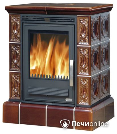 Печь-камин ABX Helvetia KPI (6,9кВт в воду), кафельный цоколь, коричневая в Архангельске